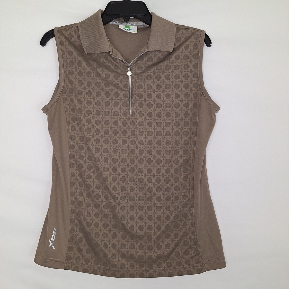 Daily Sports XDS Womens Sleeveless Golf Polo Shirt Taupe Brown Medallion Large